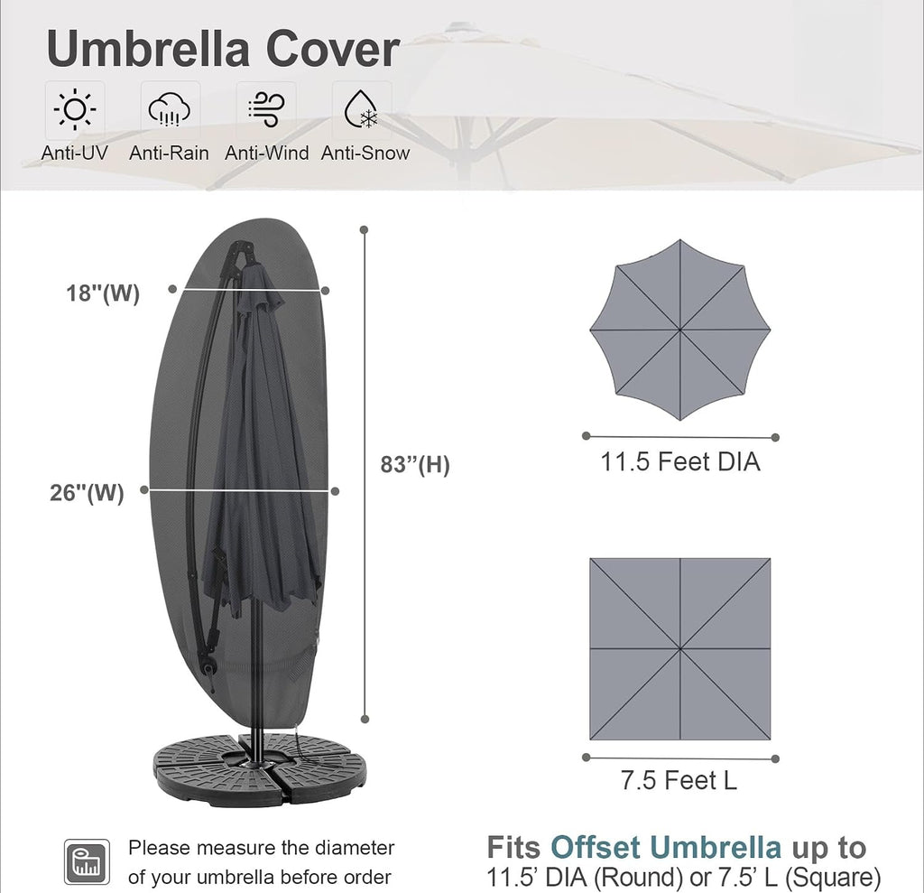 Patio Waterproof Umbrella Cover Black