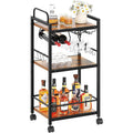 Bar Cart 3 Tier Kitchen Carts Rustic Brown
