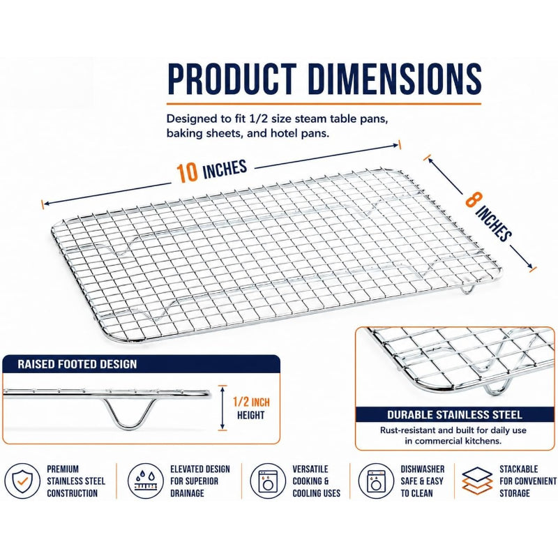 Parts 3‑Pack 8"x10" Stainless Steel Pan Grates