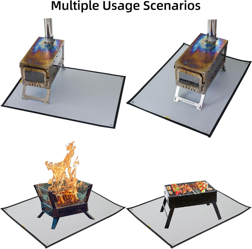Fire Pit Mat Heat Resistant Grey 80x60cm