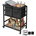 Patio Rolling Cooler Cart Portable Bar Station