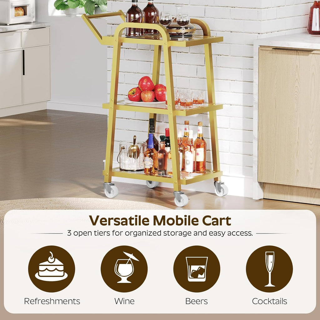 Bar Cart 3‑Tier Serving Cart