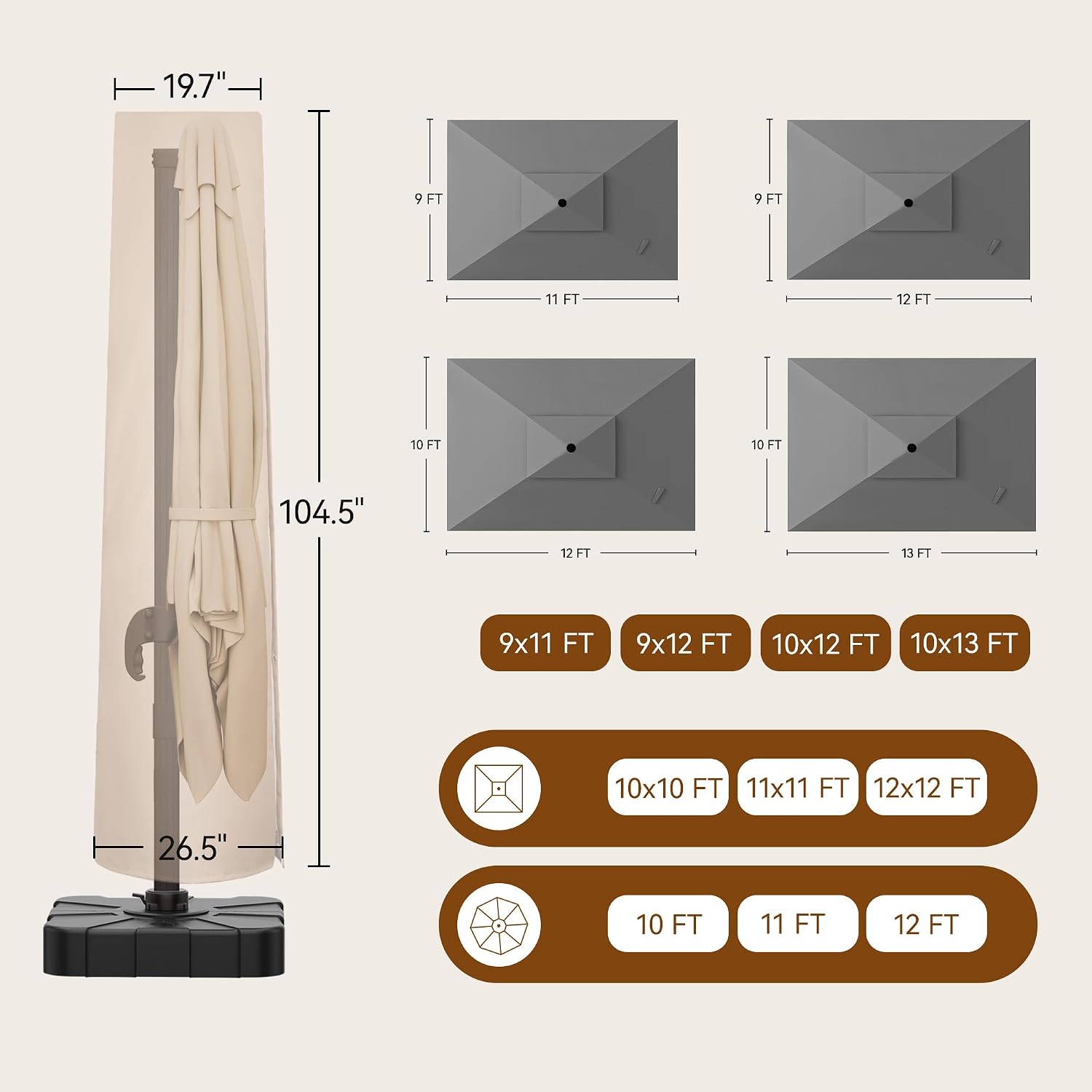 Patio Umbrella Cover 600D Waterproof