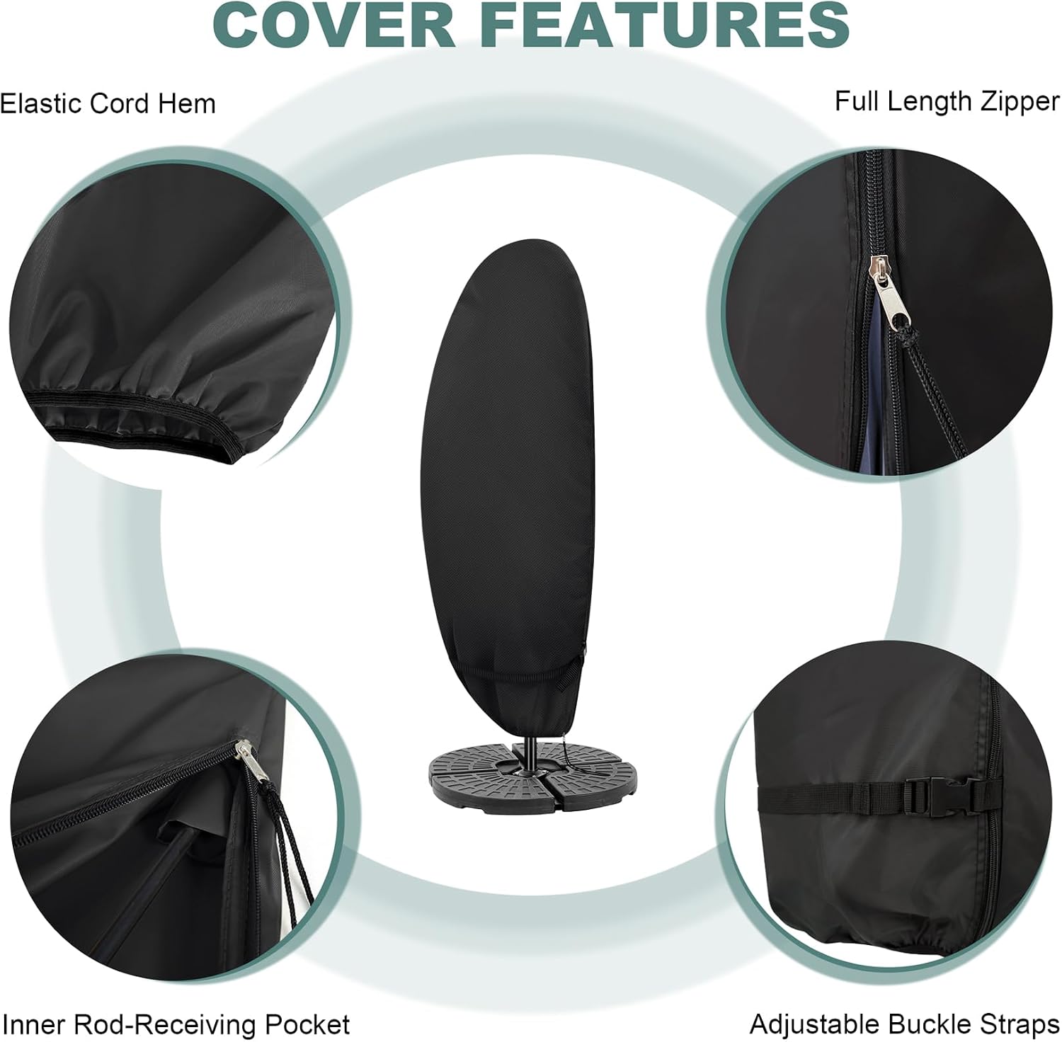 Patio Waterproof Umbrella Cover Black