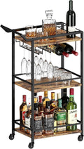 3 Tier Bar Cart Rustic Brown