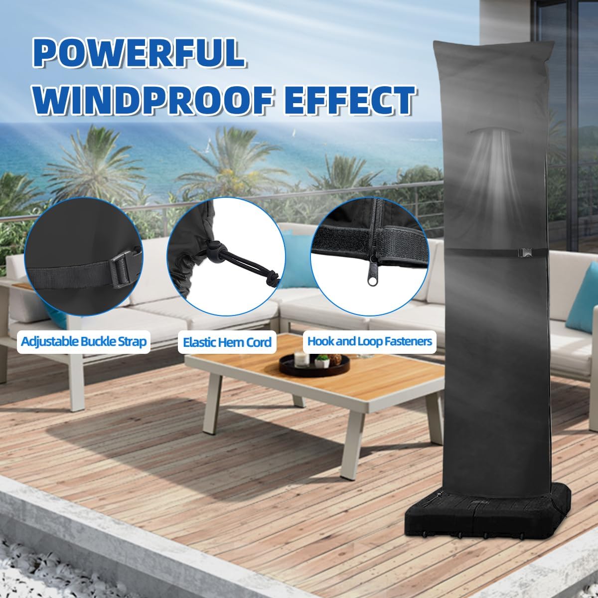 Patio Umbrella Parasol Cover 600D Waterproof