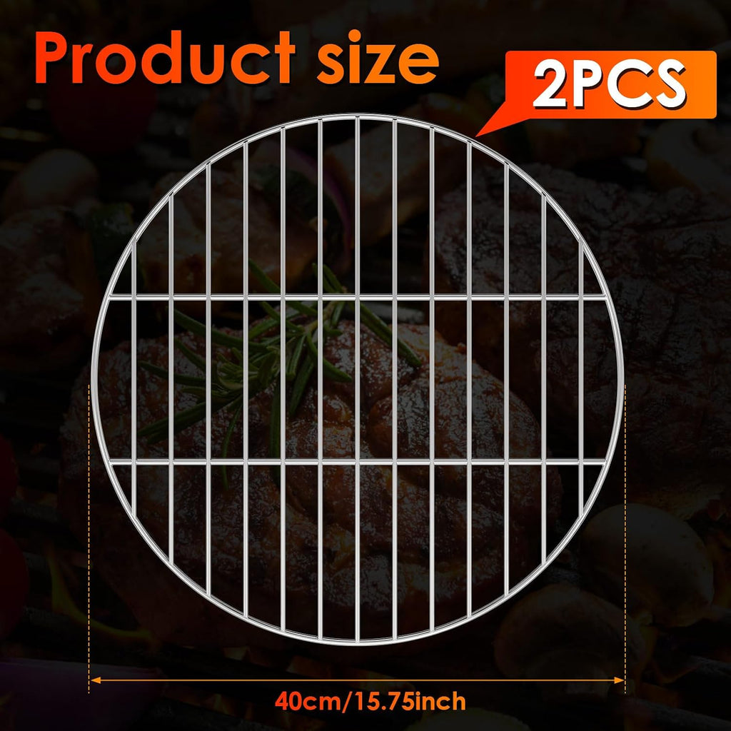 2Pcs 15.7" Stainless Steel Round Grill Grate
