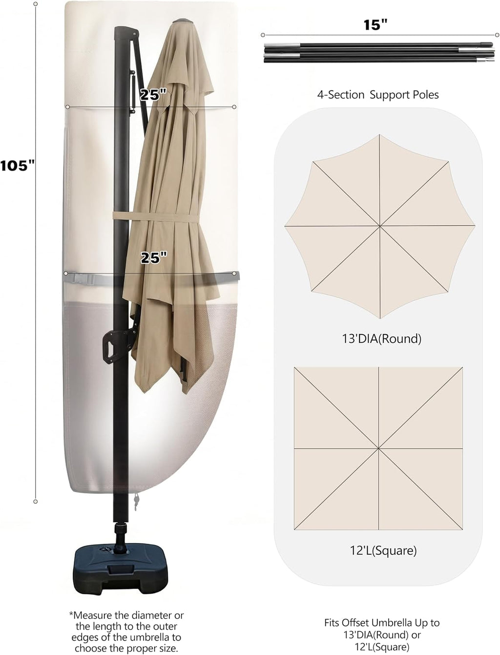 Patio Umbrella Cover 600D Oxford