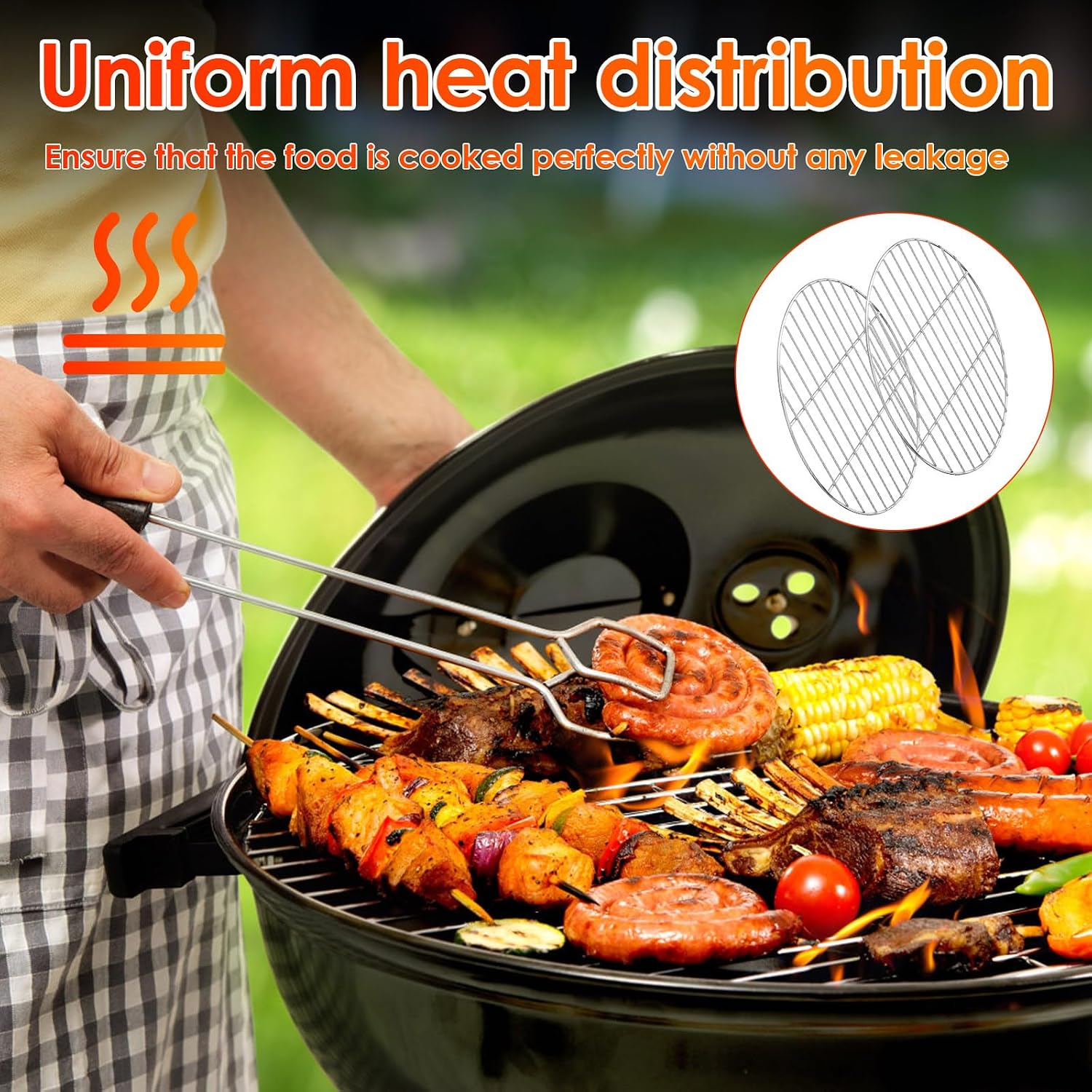 2Pcs 15.7" Stainless Steel Round Grill Grate