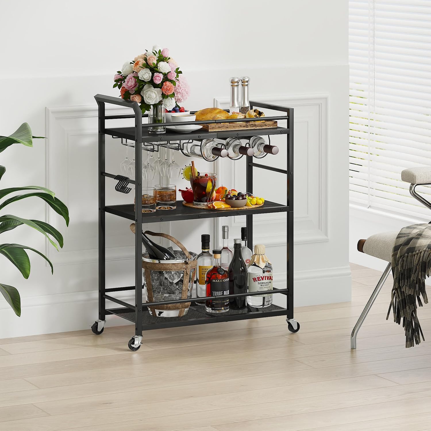 3 Tier Bar Cart Small Beverage Cart GBC507B