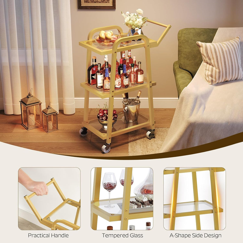 Bar Cart 3‑Tier Serving Cart