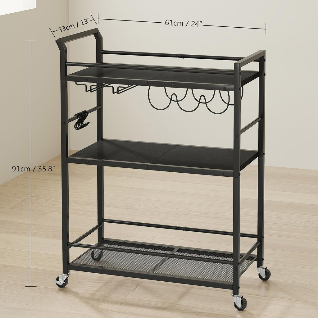 3 Tier Bar Cart Small Beverage Cart GBC507B