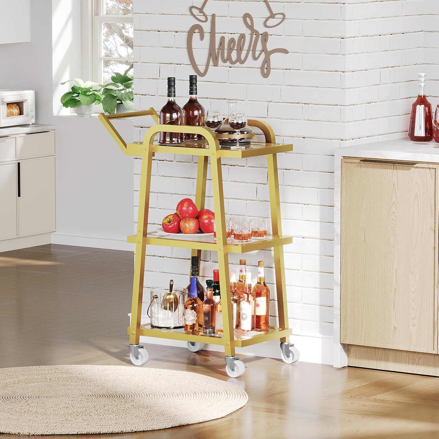 Bar Cart 3‑Tier Serving Cart