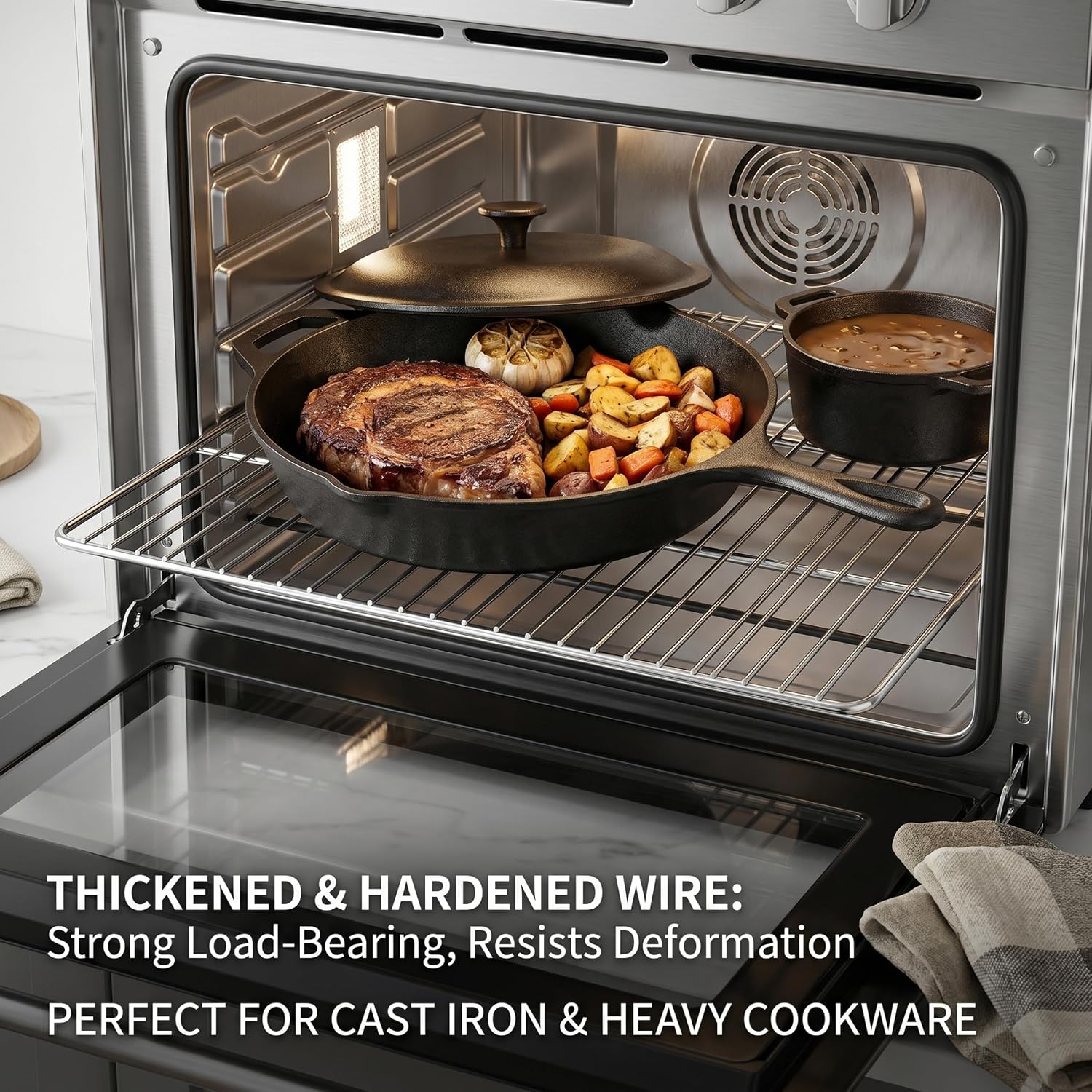 2Pcs 16x12" Heavy‑Duty Stainless Steel Grill Grates