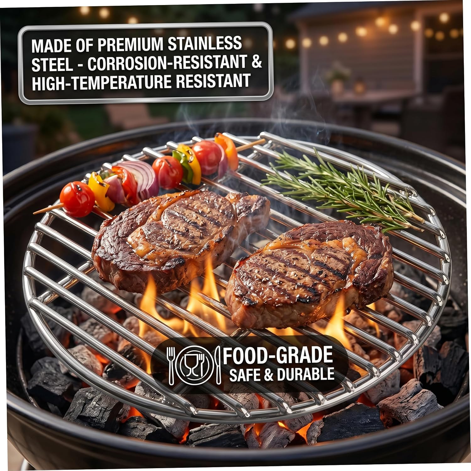 17" Round Heavy‑Duty Stainless Steel Grill Grate