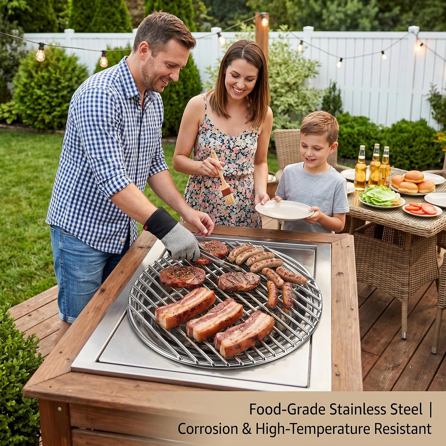 17" Round Heavy‑Duty Stainless Steel Grill Grate