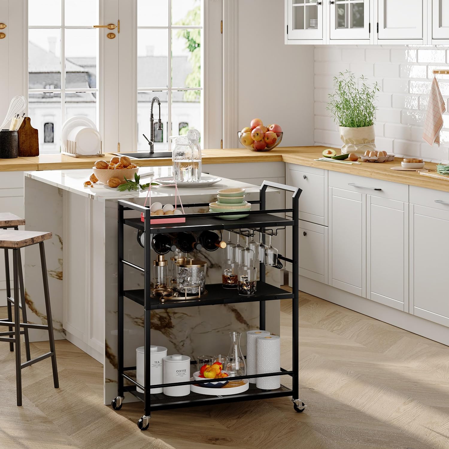 3 Tier Bar Cart Small Beverage Cart GBC507B