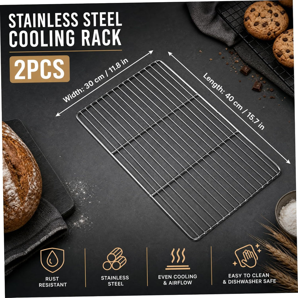 2Pcs 16x12" Heavy‑Duty Stainless Steel Grill Grates